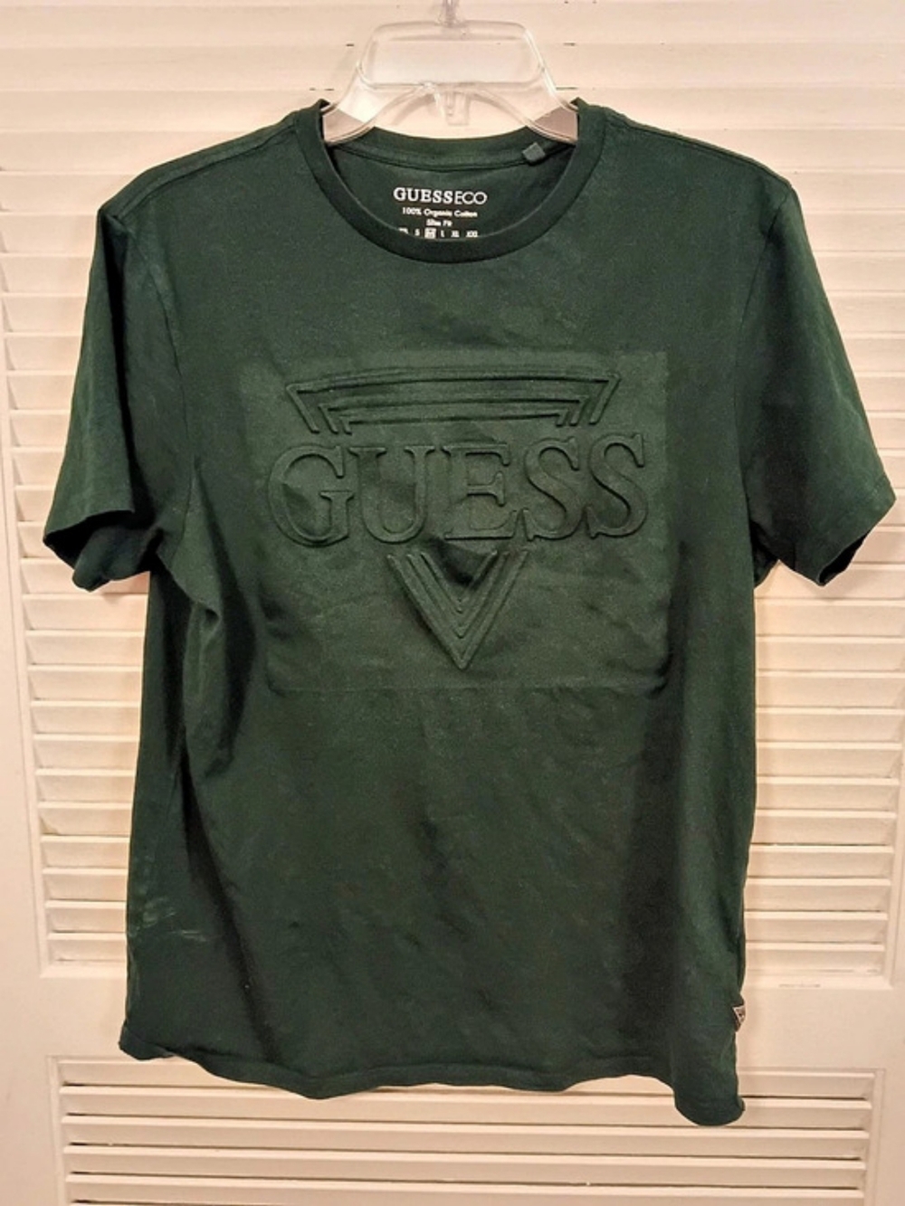 Guess Eco Organic Cotton Slim Fit Embossed Triangle Logo T-Shirt Logo Tee Men's